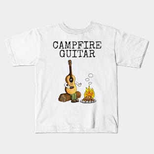 Campfire Guitar Summer Camping Trip Guitarist Musician Kids T-Shirt